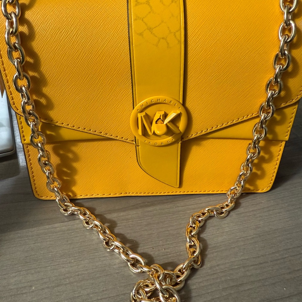 Michael Kors Gold Chain Yellow Crossbody Bag
